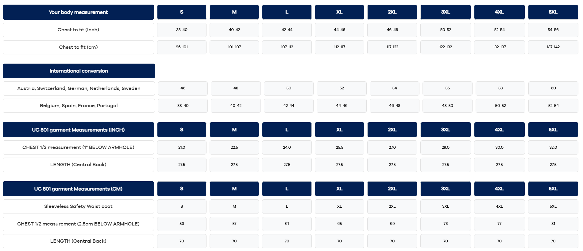 Size Chart